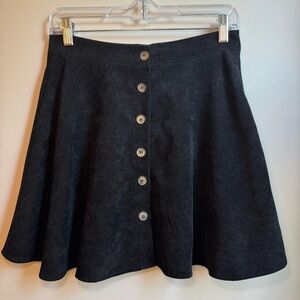 Shein Button Front Skater Skirt Black Women's Medium (A1008)